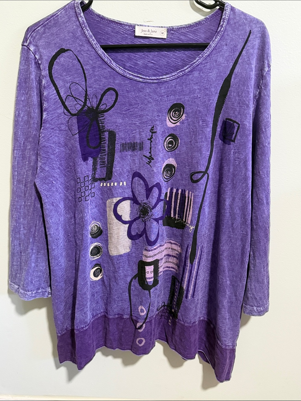 Jess & Jane Botany Mineral Washed Cotton Georgette Contrast Top Size Medium